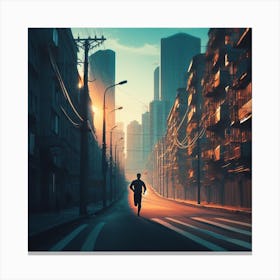 Runner In The City Canvas Print