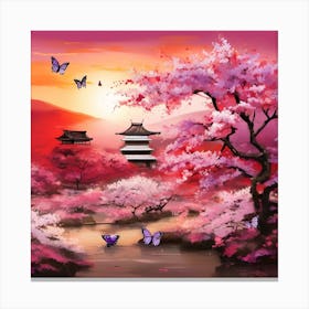 Cherry Blossoms At Sunset 1 Canvas Print