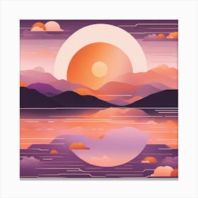 Sunset In The Mountains VECTOR ART Canvas Print