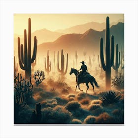 Cowboy In The Desert 4 Canvas Print