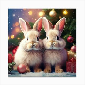 Firefly Adorable Christmas Bunnies In Festive Pastel Charm 91575 (2) Canvas Print