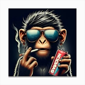 A Monkey With Sunglasses Smoking And Drinking A Switch Energy Drink 4 (1 Stampe su tela