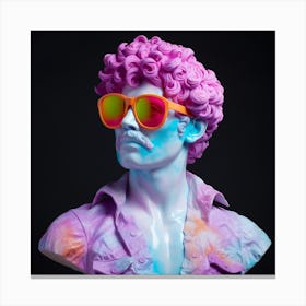 Man In Sunglasses. Chewing Gum Charm: Man's Bust, Pink Ball in Home Decor Canvas Print