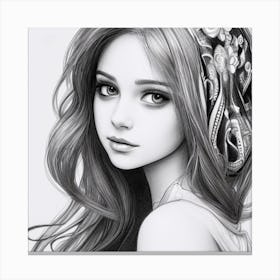 Girl With Long Hair 3 Canvas Print