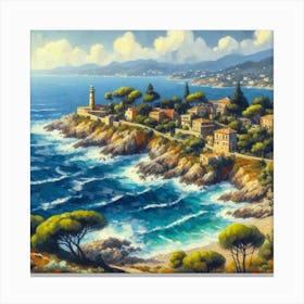 Lighthouse On The Coast Canvas Print