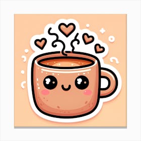 Kawaii Coffee Sticker Canvas Print