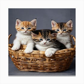 Kittens In A Basket 1 Canvas Print