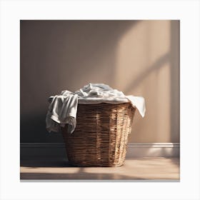 Laundry Basket In A Room Canvas Print
