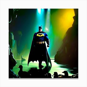 Batman and duck in cave  Canvas Print