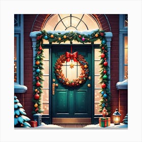 Christmas Door 160 Canvas Print