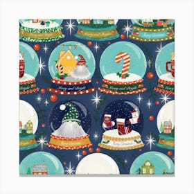 Christmas Snow Globe Navy Canvas Print