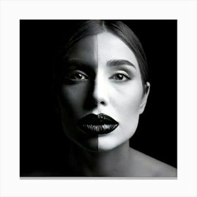 Firefly Thick, Sealed, Black, Female, Lips, Silence, Symbolic, Expressive, Minimalistic, Artistic, A (3) Canvas Print