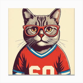 Cat In Red Jersey Canvas Print