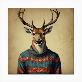 Deer In Sweater 1 Canvas Print