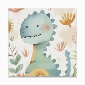 Cute Dinosaur Watercolour Style 2 Canvas Print