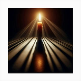 Candle In A Dark Room Canvas Print