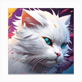 White Cat With Blue Eyes Canvas Print