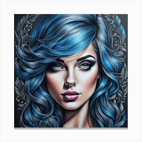 Blue Haired Woman Canvas Print