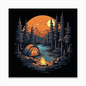 Campfire In The Woods Canvas Print