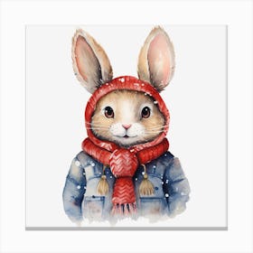 Rabbit In Winter Hat Canvas Print