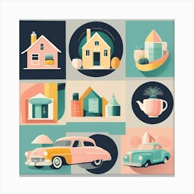 House And Cars Canvas Print