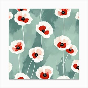 White and red poppies Canvas Print