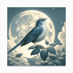 Bluebird In The Moonlight Canvas Print