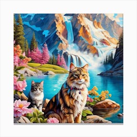 Cat By The Lake Canvas Print