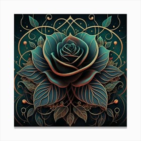 Stylized and intricate geometric black rose 6 Canvas Print