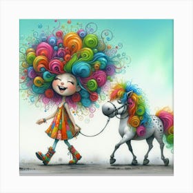 Girl With A Pony Canvas Print