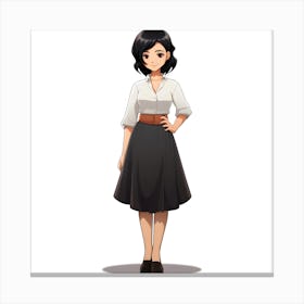 Girl In A Skirt Anime Canvas Print