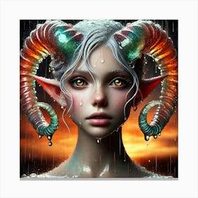 Elven Girl With Horns 18 Canvas Print