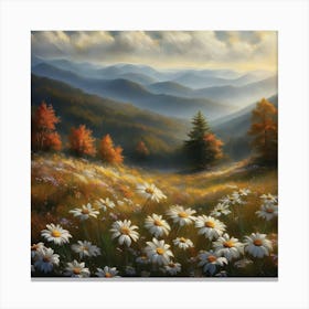 Appalachian Mountains Nature, Autumn Antique Oil Colors.3 Canvas Print