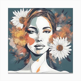 Girl With Flowers 2 Canvas Print
