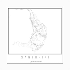 Santorini Greece Street Map Canvas Print