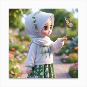 Muslim Girl With Butterfly 1 Canvas Print