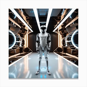 Futuristic Robot In Futuristic Space Canvas Print