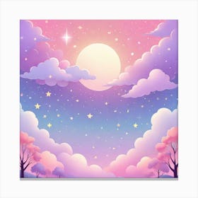 Sky With Twinkling Stars In Pastel Colors Square Composition 108 Canvas Print