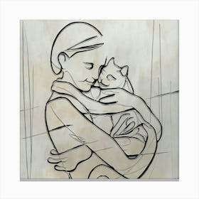 Cat And A Woman Canvas Print