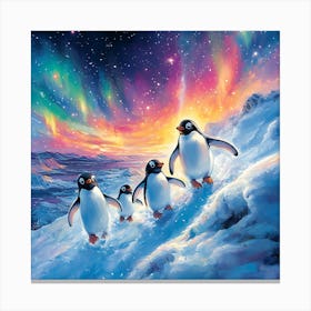 Penguins In The Snow 13 Canvas Print