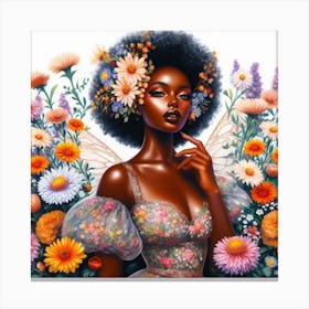 Floral black Essence Canvas Print