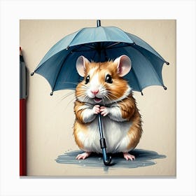 Hamster With Umbrella 3 Canvas Print