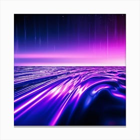 A Futuristic 1980s Poster Adorned With Iridescent Purple And Violet Waves Cascading Dynamically Dow (7) Canvas Print