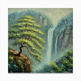 The Cliff of Heaven's Heart: A Misty Embrace Canvas Print
