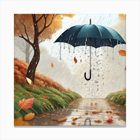 An Umbrella Falling To The Ground Rain Falling 4 Canvas Print