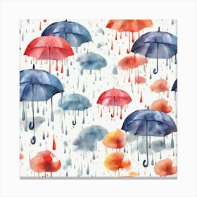 Umbrellas In The Rain Canvas Print