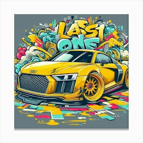 Audo R8 Last One graffiti-style vehicle comic. Canvas Print