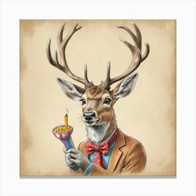 Deer With A Candle Canvas Print