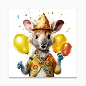 Kangaroo With Balloons 1 Canvas Print