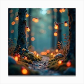 Fairy Lights In The Forest Canvas Print